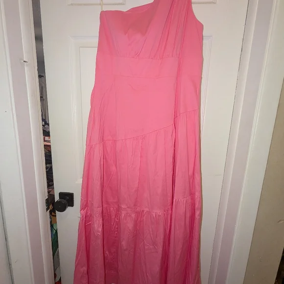 NWT Lilly Pulitzer Confetti Pink Lucilyn One Shoulder Long Dress Sz 14 - Picture 4 of 9